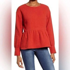 MADEWELL Lightspun Gauze Peplum Top
